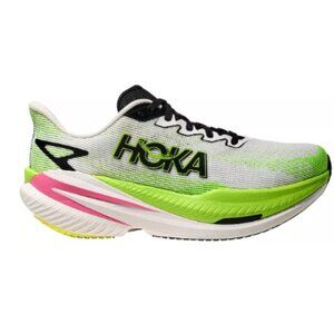 Women's HOKA Mach X 3 Running Shoes, White/Lime